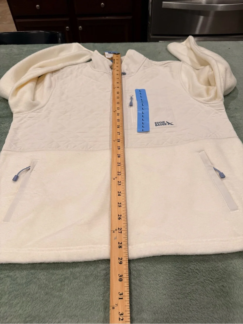 Eddie Bauer Women’s Mixed Media Fleece Jacket Cream Large NWT Full Zip